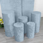 Dusty blue crushed velvet pedestal stand covers set of 5.