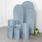 Dusty blue crushed velvet cylinder pedestal stand covers set of 5.