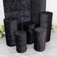 Black crushed velvet pedestal stand covers set of 5.