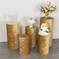 Champagne crushed velvet pedestal stand covers set of 5