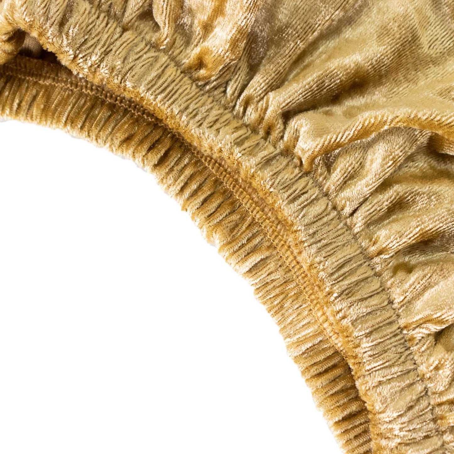 Champagne crushed velvet pedestal stand cover detail