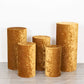 Gold velvet pedestal stand covers, set of 5, perfect for display props.