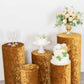 Gold crushed velvet pedestal stand covers for elegant displays.