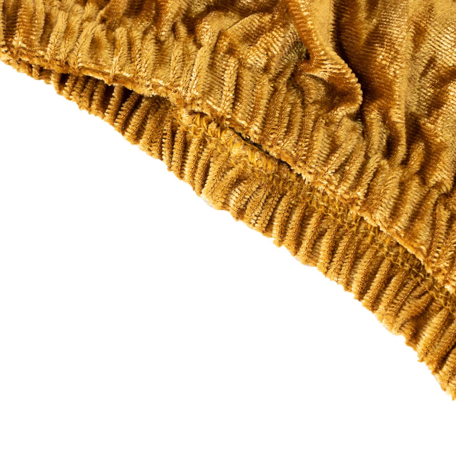 Gold crushed velvet pedestal stand covers for elegant decor.