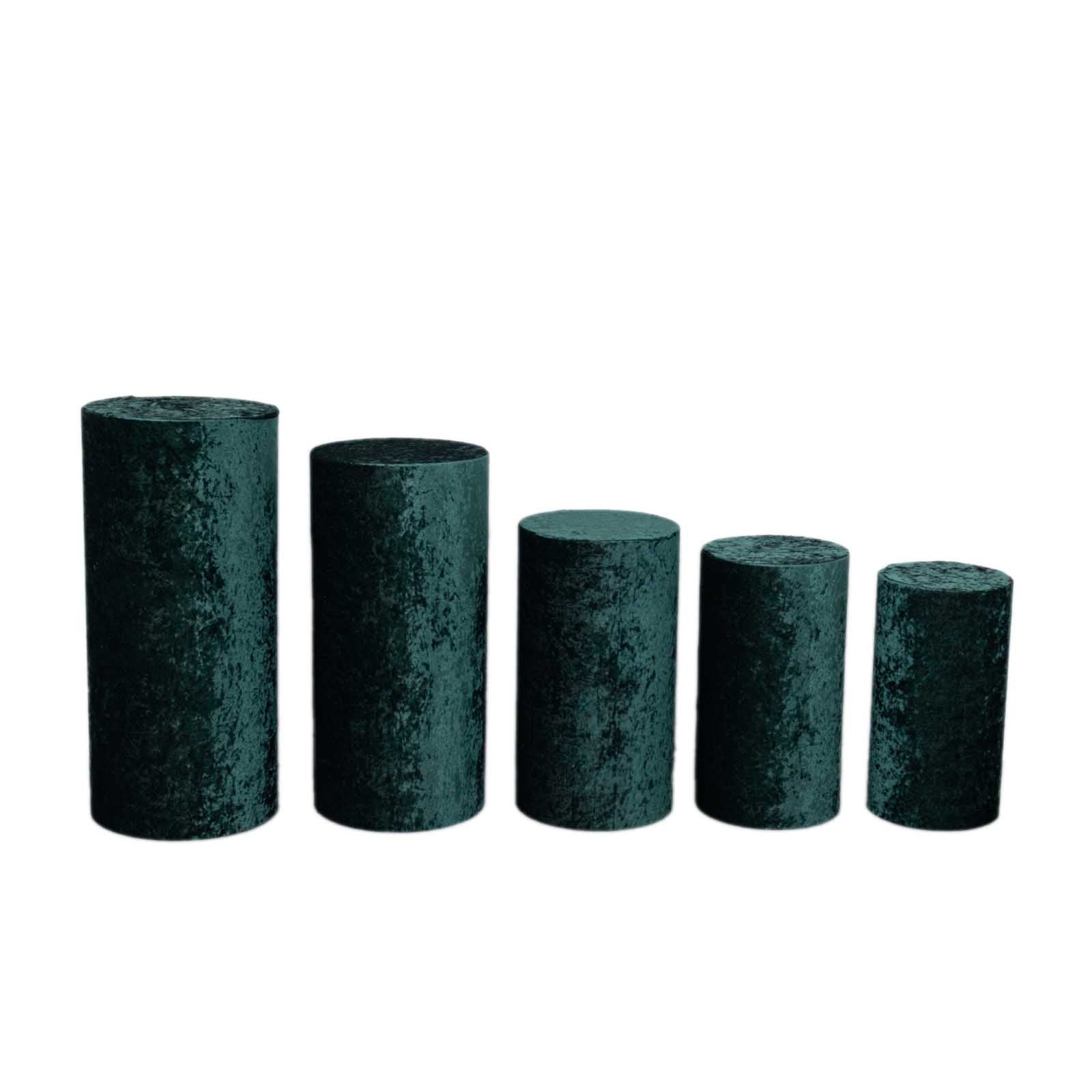 Emerald green crushed velvet pedestal stand covers set of 5.