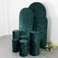 Hunter emerald green crushed velvet pedestal stand covers set.