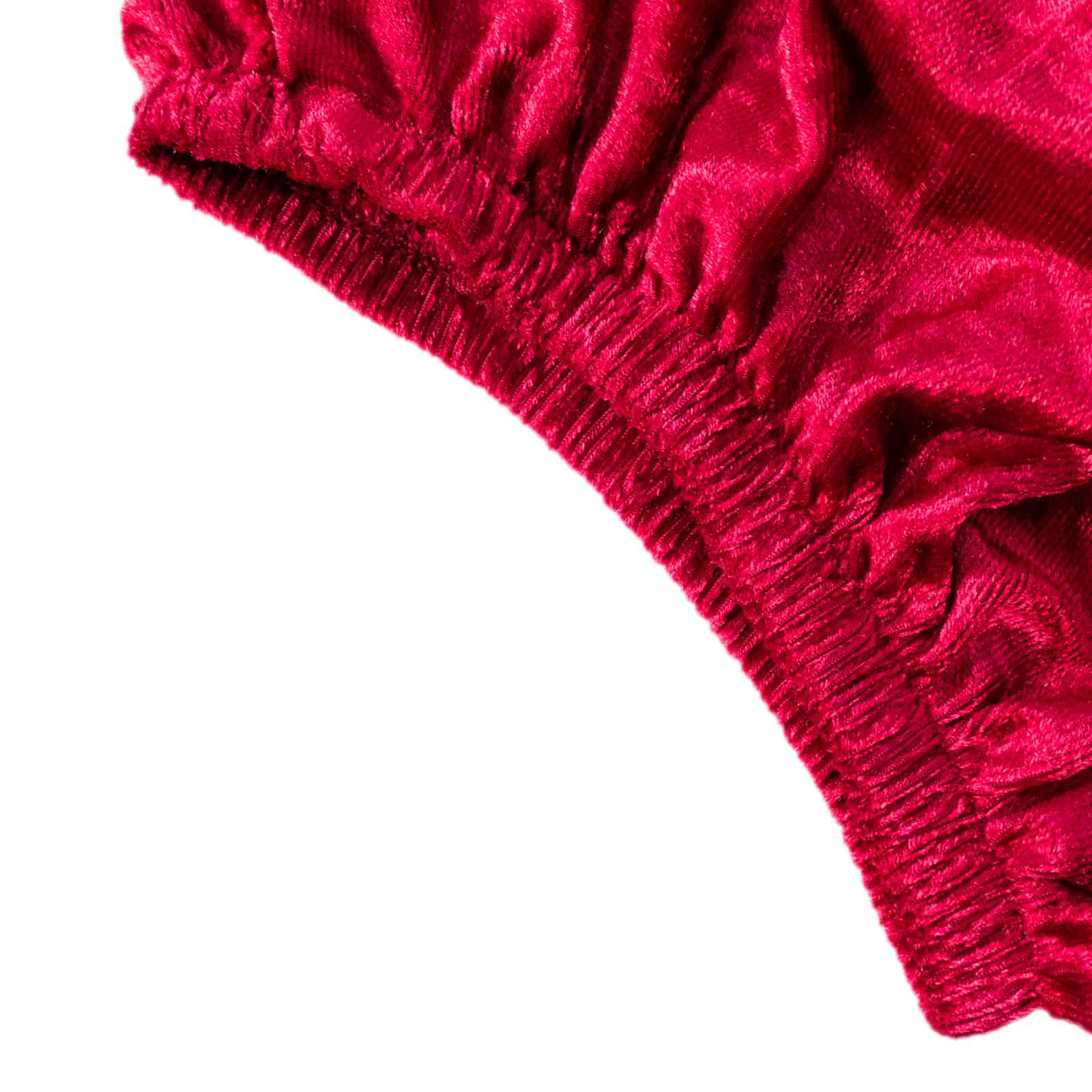 Red crushed velvet pedestal stand cover.