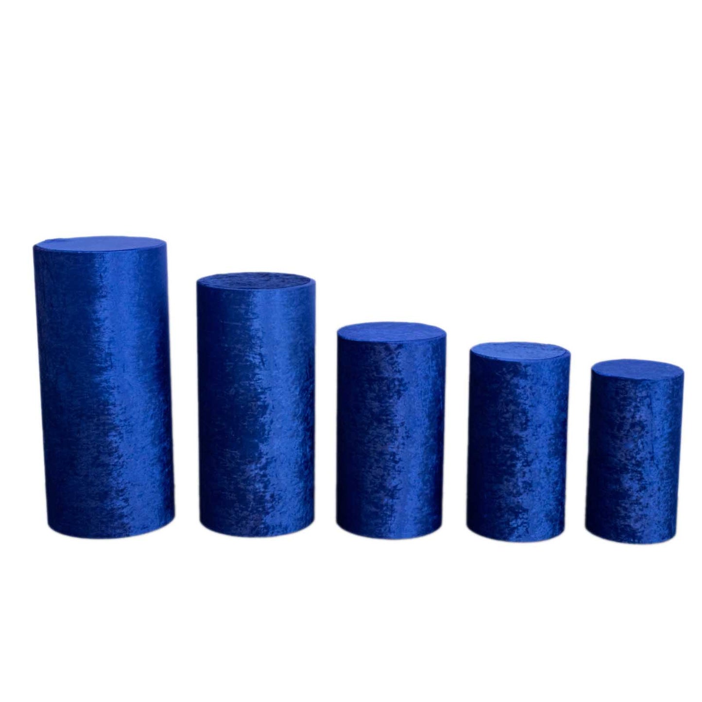 Royal blue crushed velvet pedestal stand covers set of 5.
