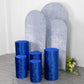 Royal blue crushed velvet cylinder pedestal stand covers set of 5.