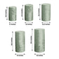 Sage green crushed velvet cylinder pedestal stand covers set of 5.