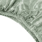 Sage green crushed velvet pedestal stand cover close-up.