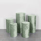 Sage green crushed velvet pedestal stand covers set of 5.