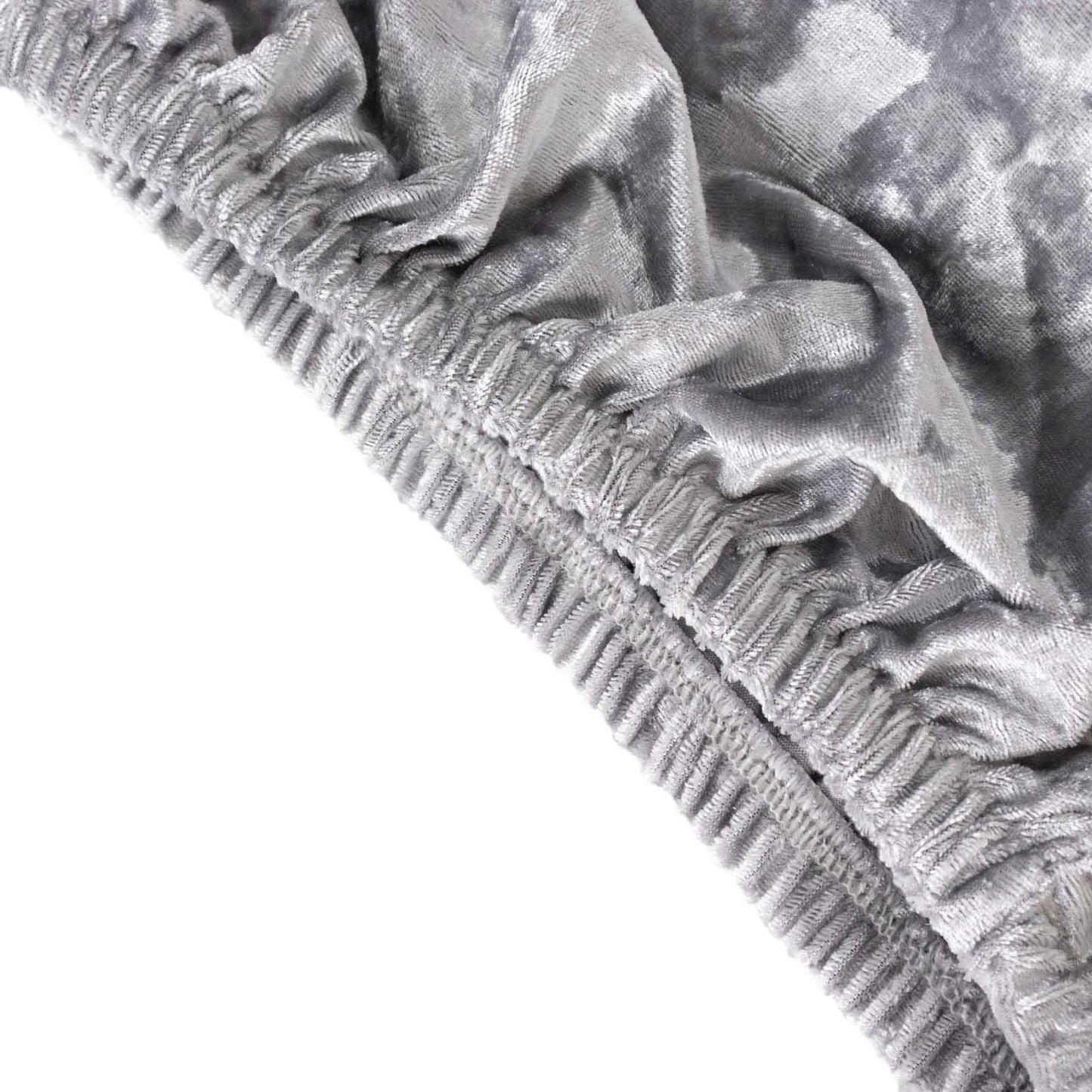 Silver crushed velvet pedestal stand cover edge detail.