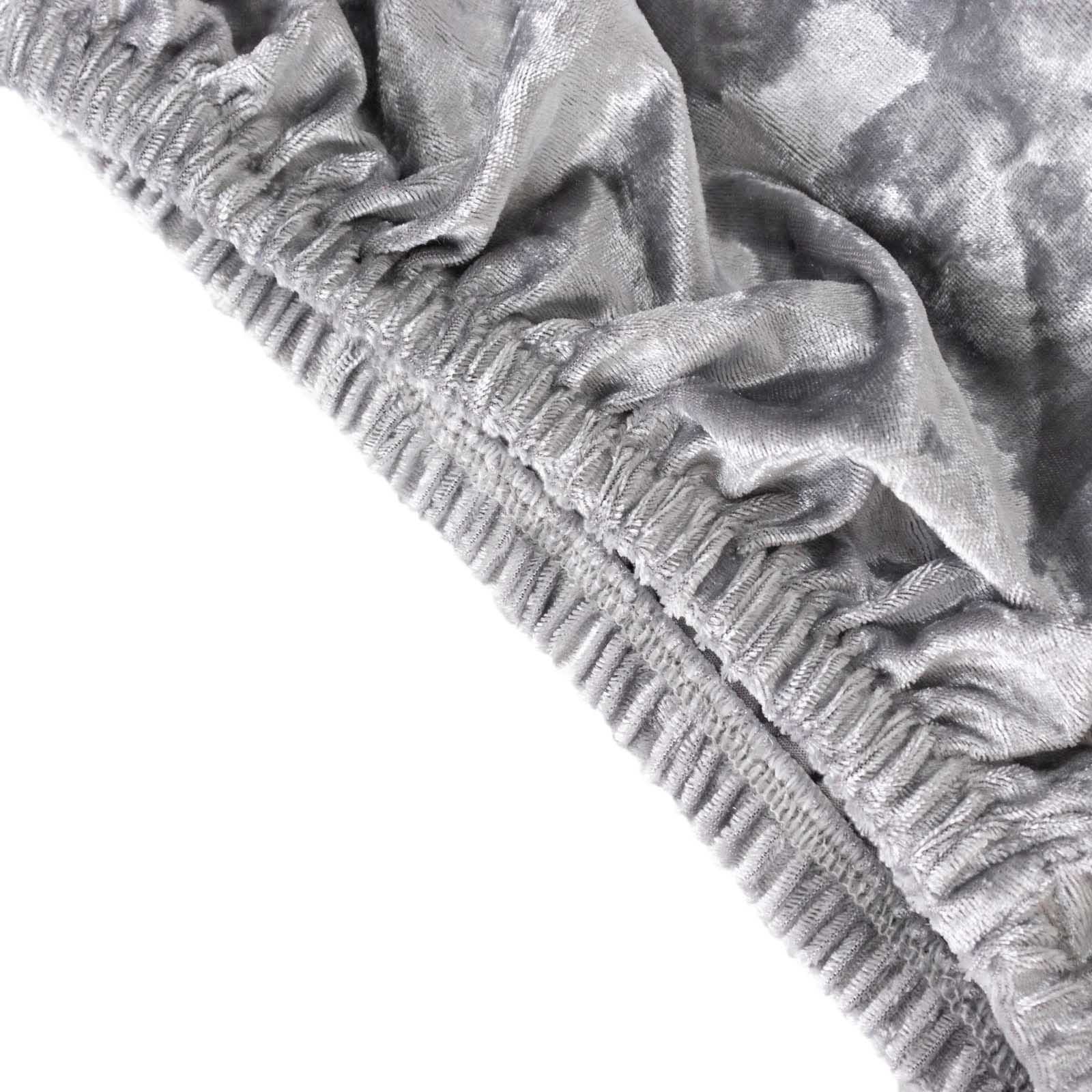 Silver crushed velvet pedestal stand cover edge detail.