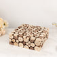 Natural wooden square display box pedestal riser for cakes and plants.