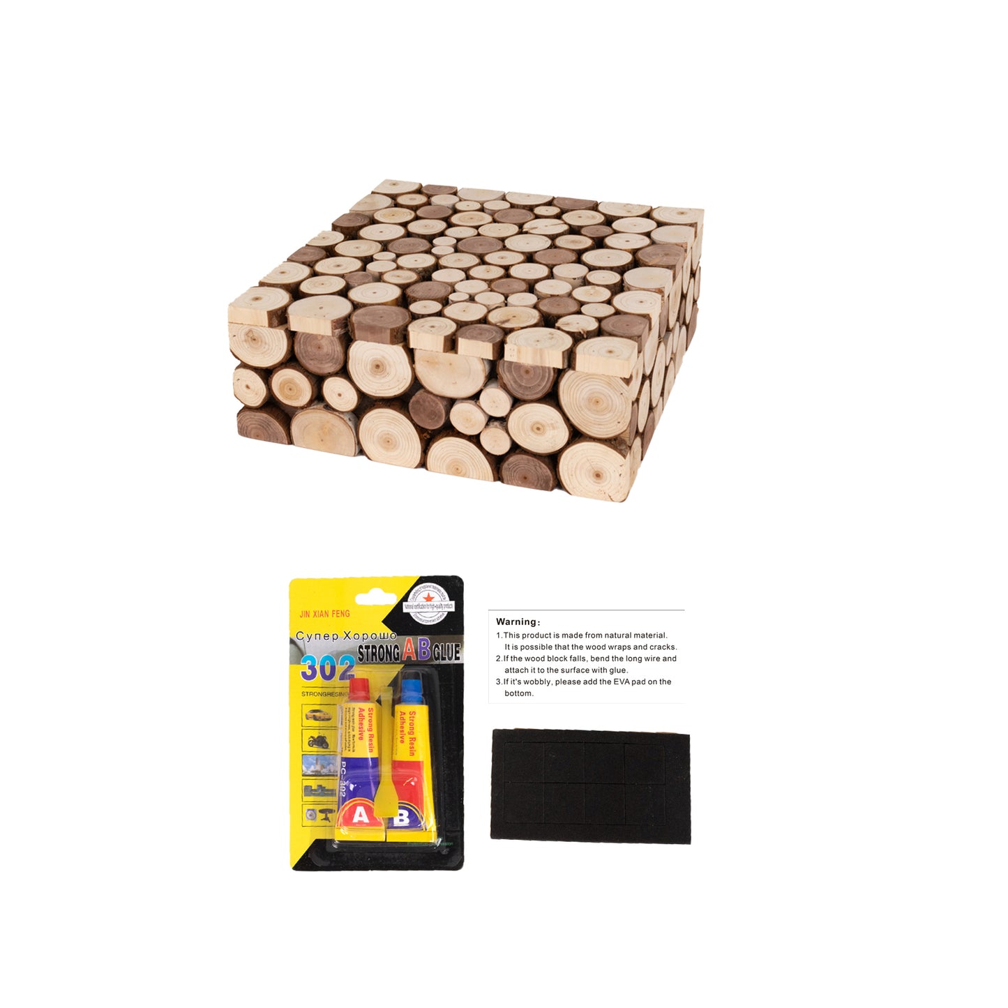 Natural wooden square display box pedestal riser for cakes and plants.