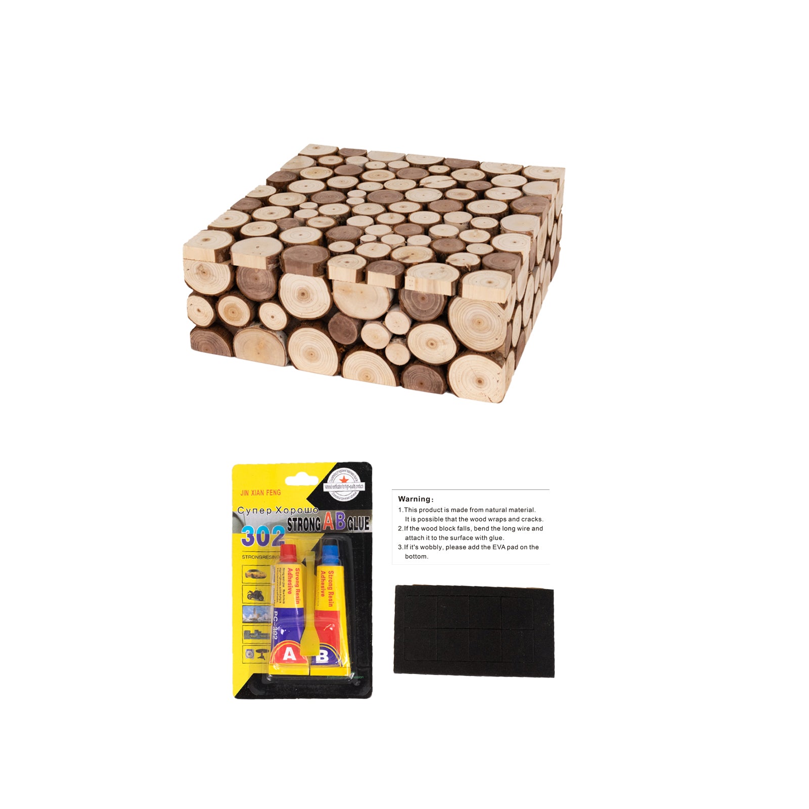 Natural wooden square display box pedestal riser for cakes and plants.