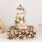 Natural Wooden Slices Square Display Box Pedestal Riser, Rustic Farmhouse Cake Dessert Plant Stand with Hollow Bottom - 18"x18"