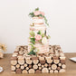 Natural Wooden Slices Square Display Box Pedestal Riser, Rustic Farmhouse Cake Dessert Plant Stand with Hollow Bottom - 18"x18"