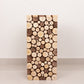 Natural wooden slices pillar prop pedestal stand for rustic decor.