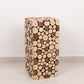Natural wooden slices pillar stand, rustic farmhouse style.