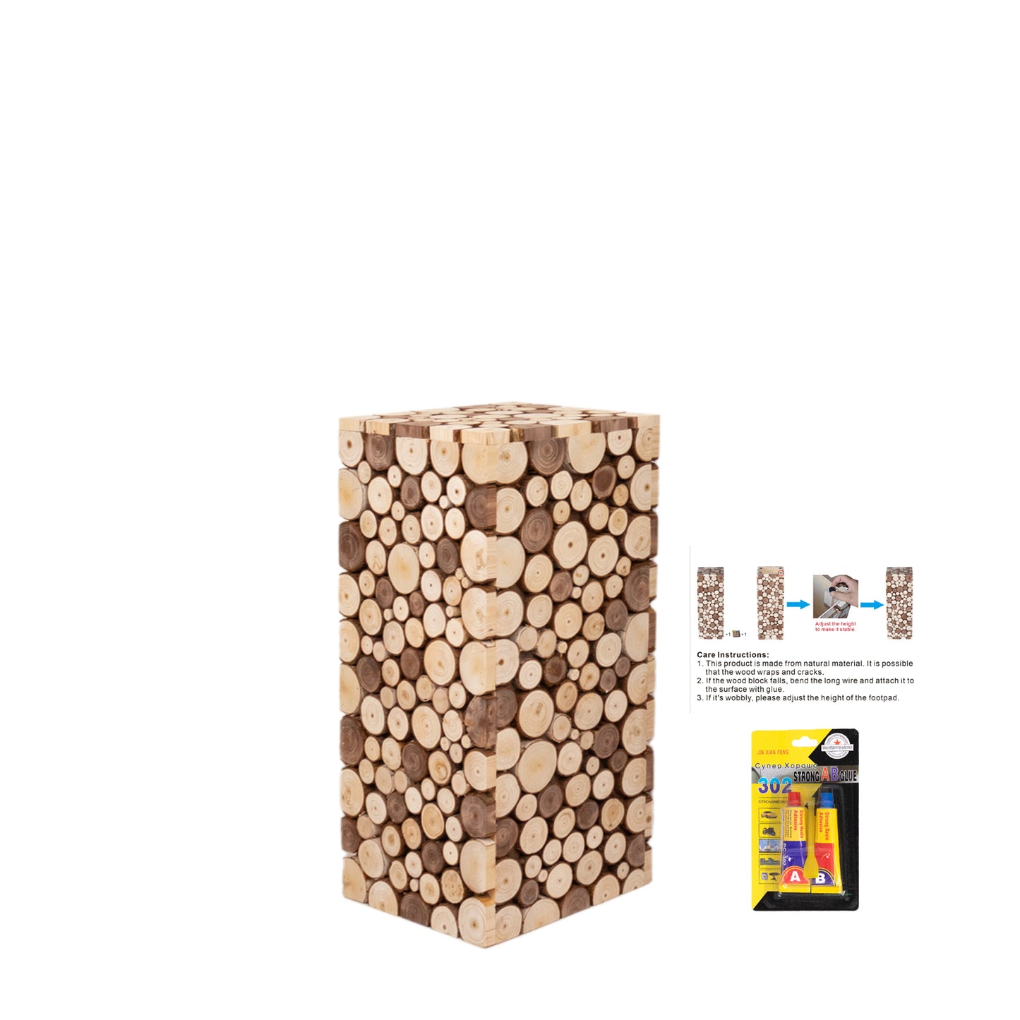 Natural wooden pillar stand, rustic farmhouse design for plants.