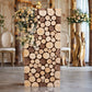 Natural wooden slices pedestal stand with rustic design for plants.