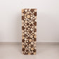 Natural wooden slices pedestal stand for rustic farmhouse decor.