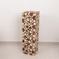 Natural wooden pillar stand in rustic farmhouse style.