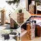 Natural wooden slices pedestal stand for rustic decor and plant display.