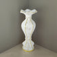 Shimmering gold glittered marble flower pot vase with pearls and mirror mosaic.