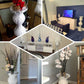 White mermaid style mirror mosaic and pearl studded floor vase.