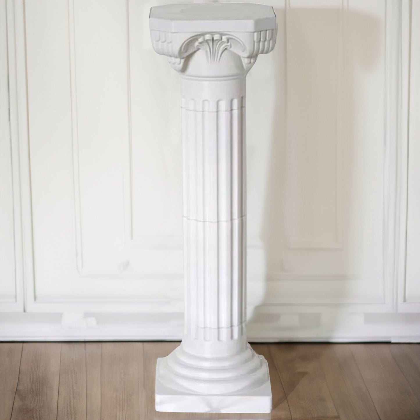 4 Pack | 34" White Height Adjustable Empirical Roman Inspired Pedestal Column Plant Stand - PVC