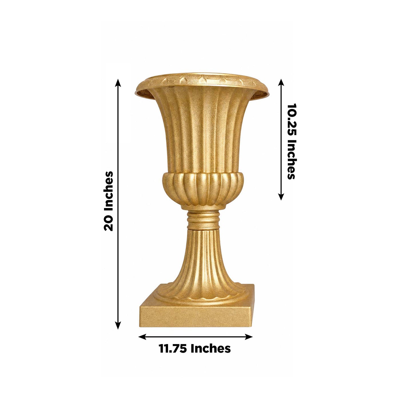 2 Pack 20" Gold Plastic Roman Column Urn Planters, Floral Pedestal Vases, Detachable 3-Piece Convert