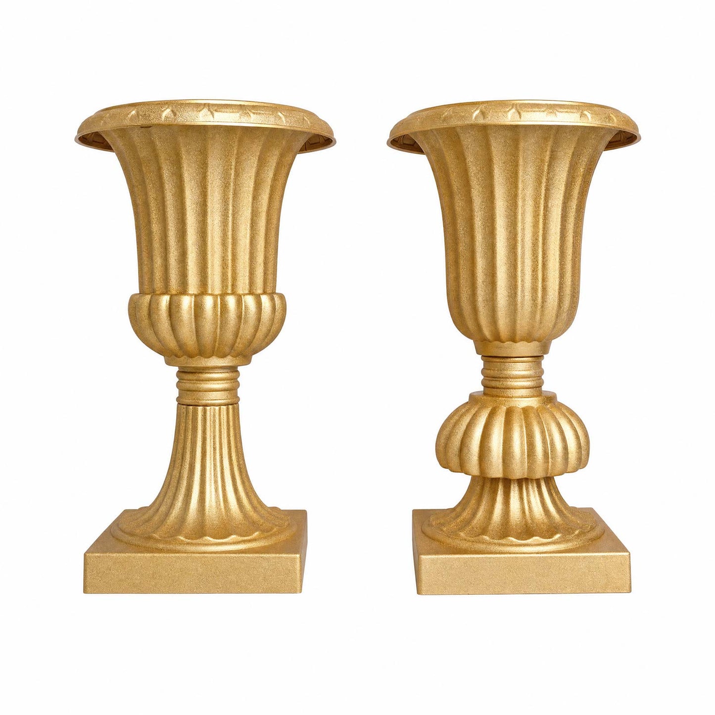 2 Pack 20" Gold Plastic Roman Column Urn Planters, Floral Pedestal Vases, Detachable 3-Piece Convert