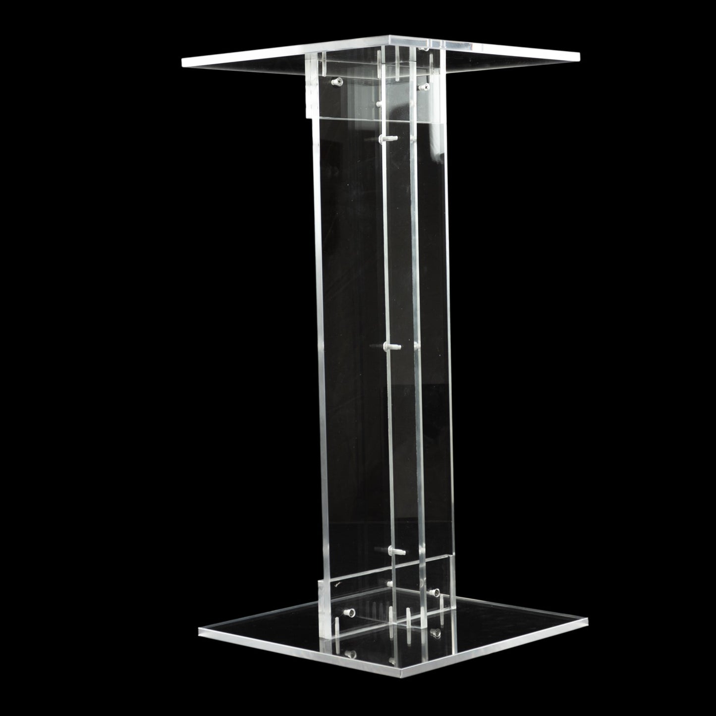 24" Heavy Duty Acrylic Flower Pedestal Stand with Square Bases, Clear Plexiglass Wedding Display Stand - 10mm Thick Plate