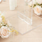 Clear acrylic flower pedestal stand with square base, perfect for weddings.