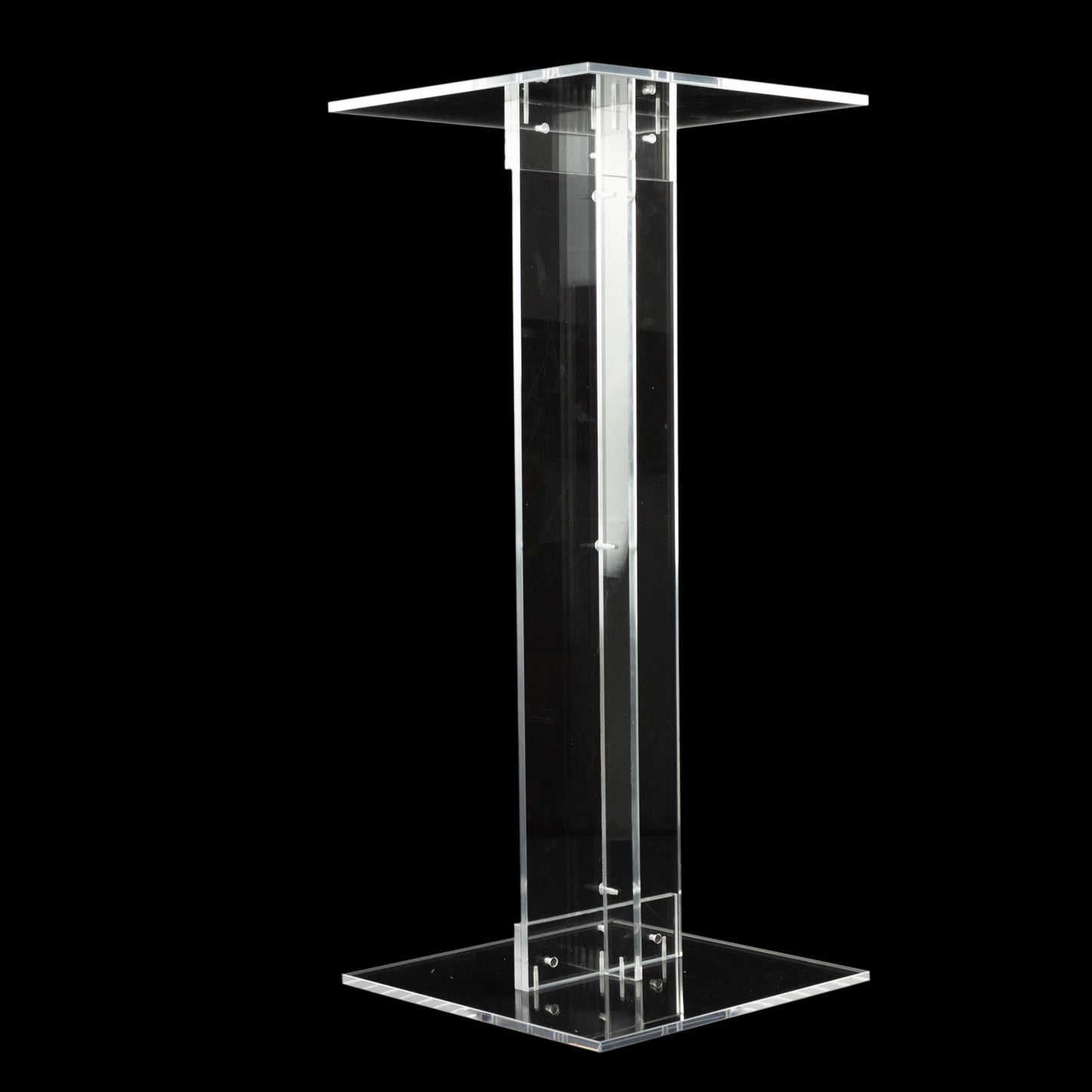 32" Heavy Duty Acrylic Flower Pedestal Stand with Square Bases, Clear Plexiglass Wedding Display Stand - 10mm Thick Plate