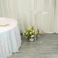 Clear acrylic flower pedestal stand for wedding aisle display.