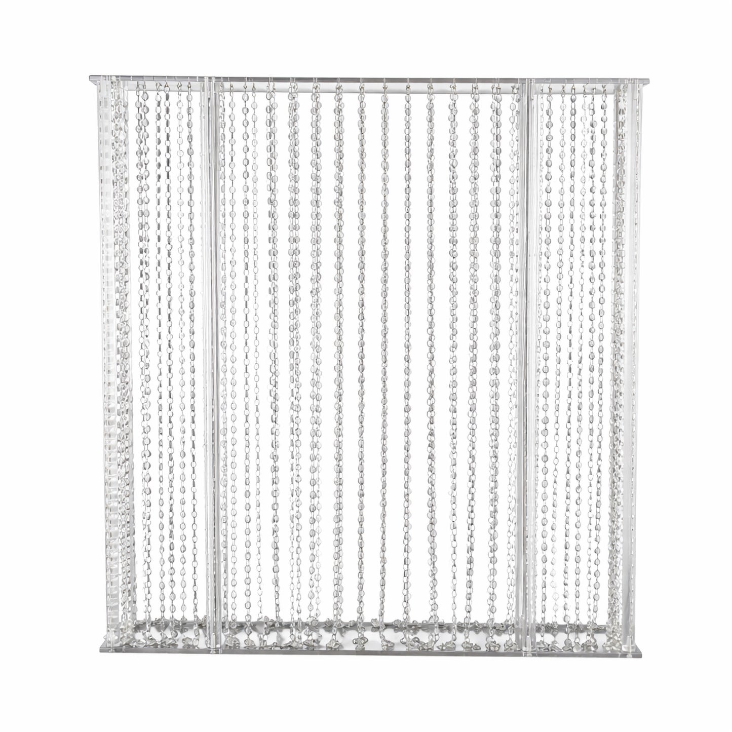 Clear acrylic flower pedestal stand with hanging crystal beads. #whtbkgd