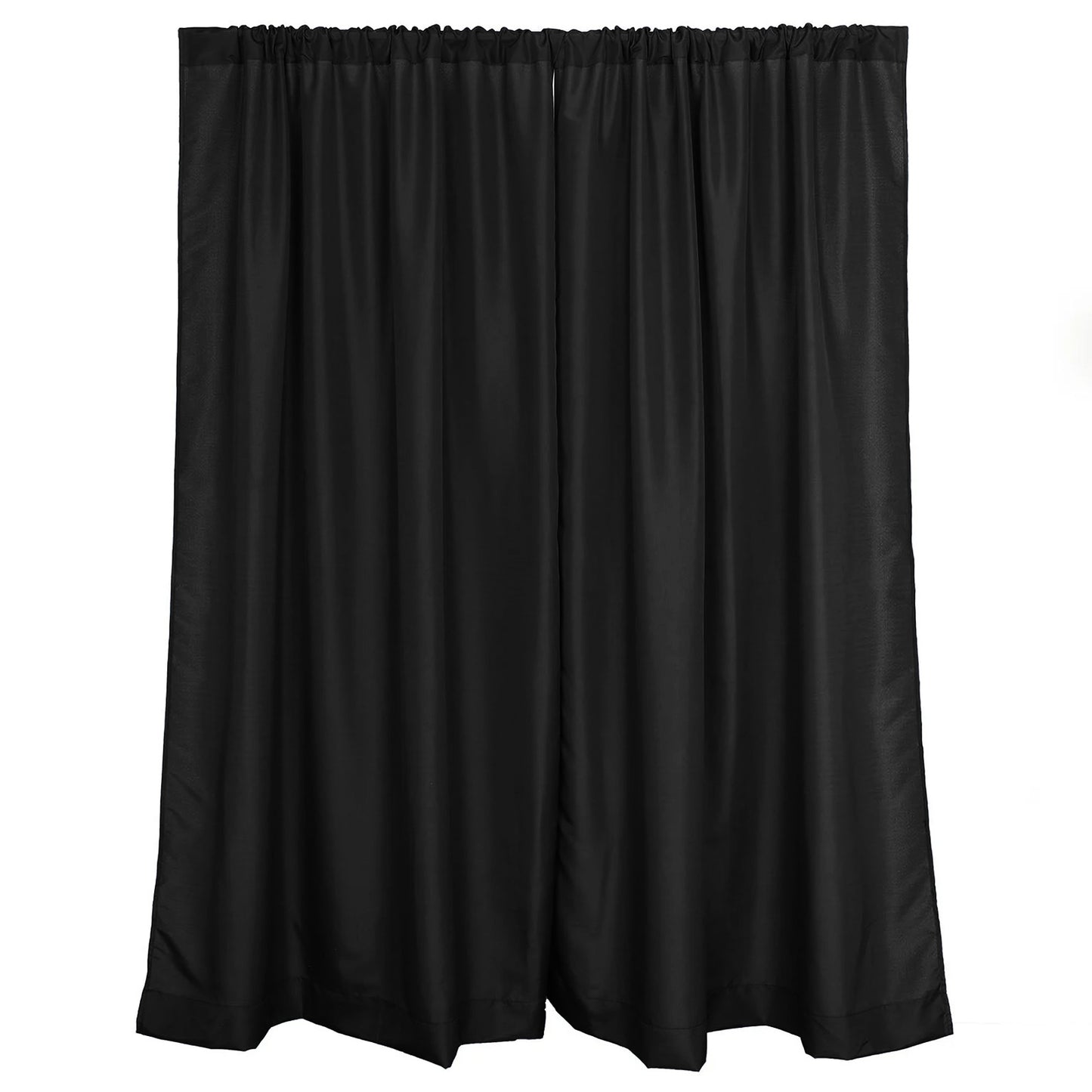 2 Pack Black Polyester Event Curtain Drapes, 10ftx8ft Backdrop Event Panels With Rod Pockets 130 GSM