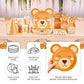 25 Pack Brown Teddy Bear Dessert Salad Paper Plates, 7" Round Animal Print Disposable Baby Shower Birthday Party Plates - 300GSM