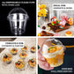 50 Pack Clear Dome Lid Disposable Ice Cream Fruit Cups, 7oz Plastic Pudding Dessert Parfait Cups
