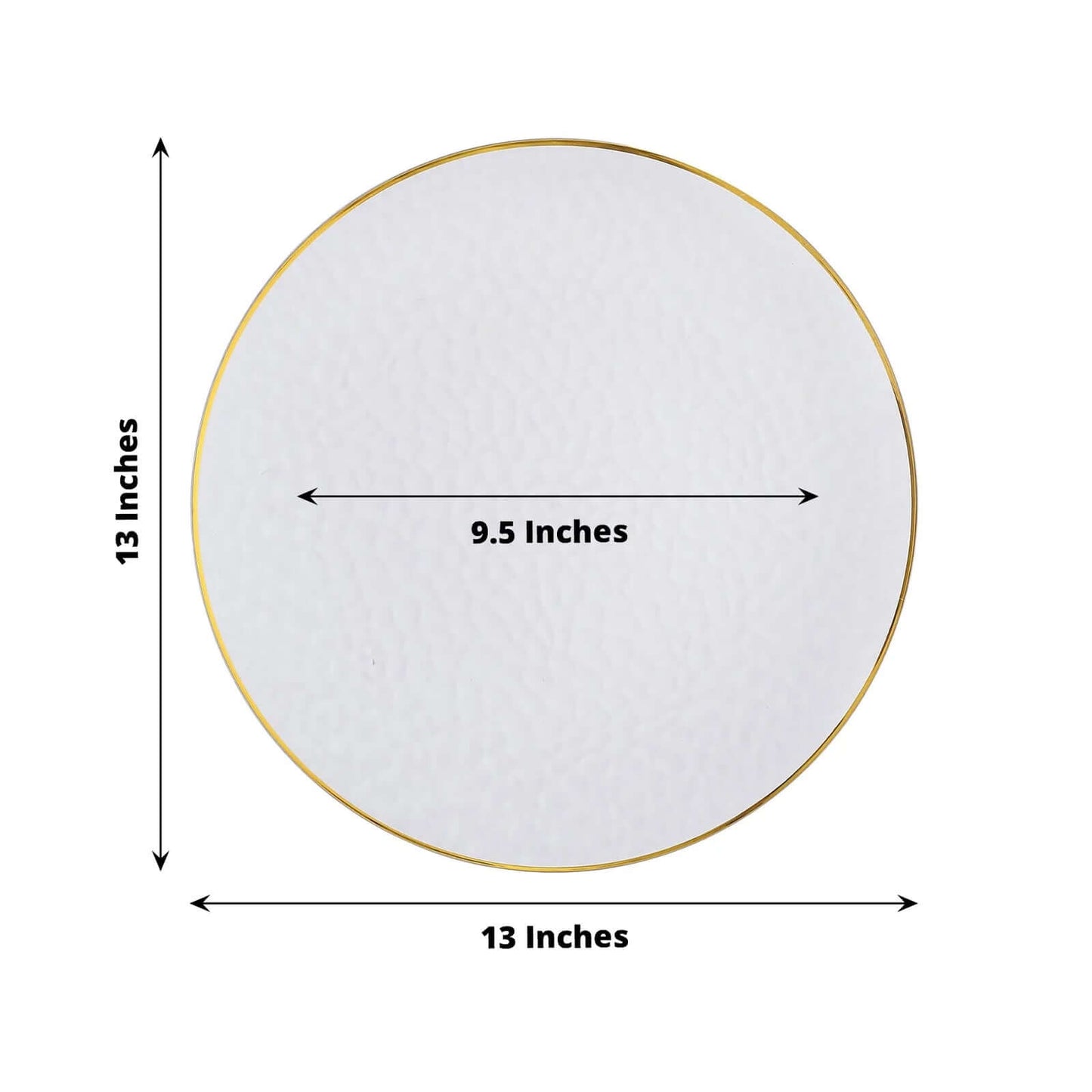 20 Pack Economy Plastic Round Charger Plates 13" in Clear Hammered Design with Gold Rim - Table Setting Plates