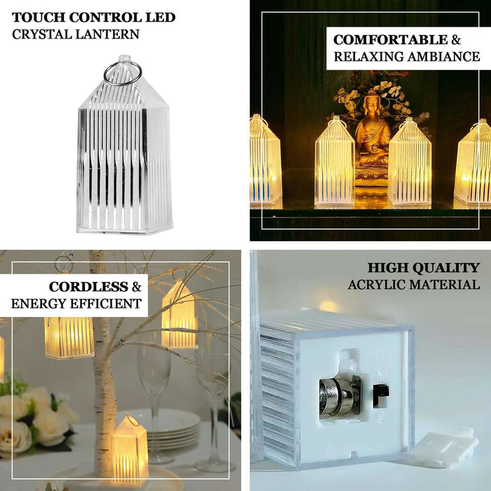 Clear warm white mini battery-operated lantern lamp for decorative ambiance.