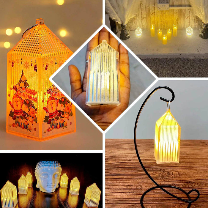Clear warm white mini lanterns, decorative battery-operated lamp centerpiece.