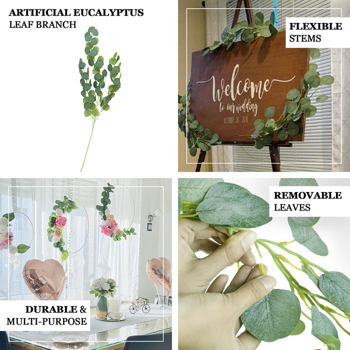 41" Green Real Touch Hanging Artificial Eucalyptus Stems for indoor decor.