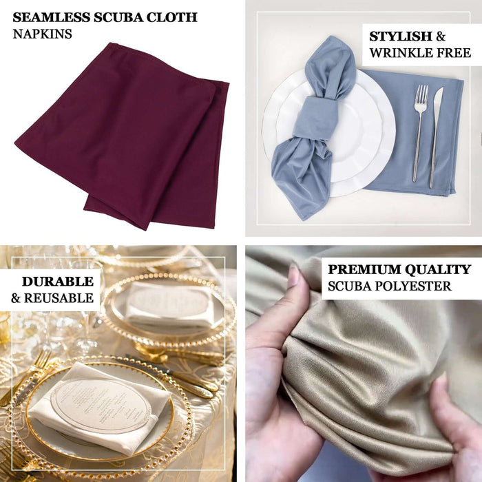 5 Pack Ivory Premium Scuba Cloth Napkins, Wrinkle-Free Reusable Dinner Napkins - 20"x20"