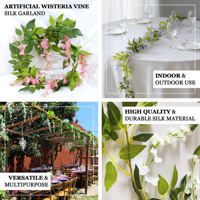 lavender flower garland 2-Pack 6Ft Lavender Wisteria Garland – Silk Hanging Vines for Wedding Decor