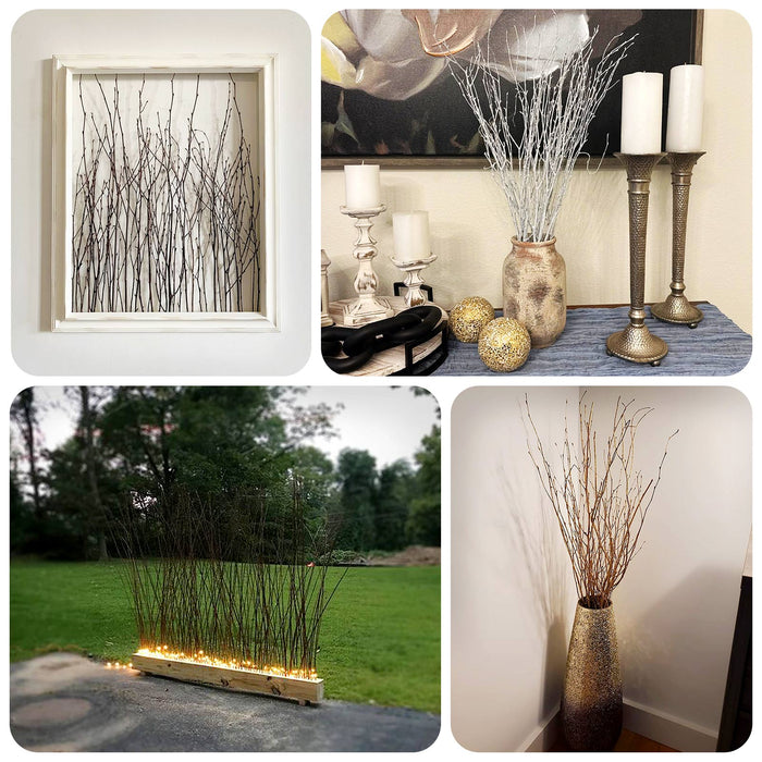 6 Pack Metallic Gold Extra Long Willow Tree Branches, 46" Natural Dried Birch Twigs Sticks Vase Fillers